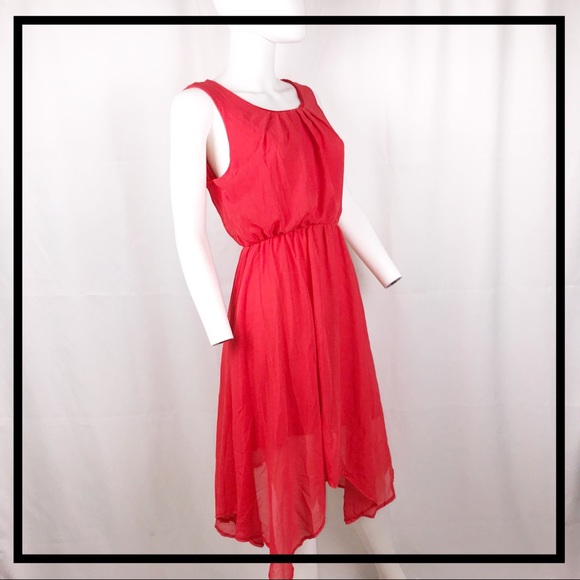 ✨ Watermelon Red, Sleeveless, Flowing Mini Dress - Picture 5 of 5